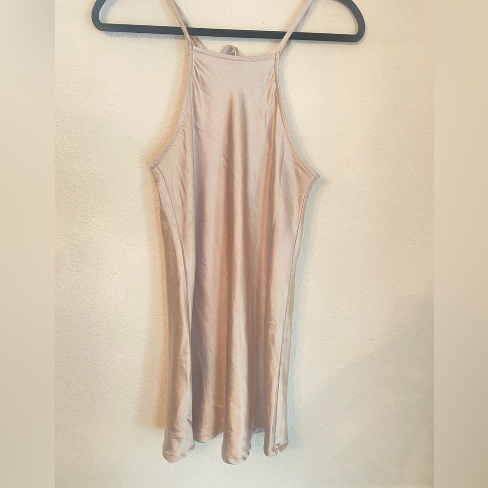 Champagne satin shift dress